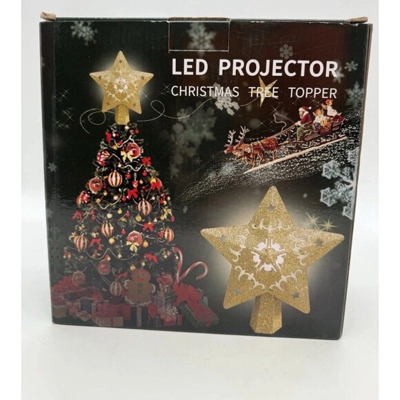 Christmas Tree Topper Star Projector Snowflake 3D Rotating Glitter LED Decor US - Picture 1 of 10